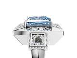 White gold Milgrain Fancy Blue Princess Cut Diamond Halo Split Shank Ring_5