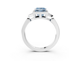 White gold Milgrain Fancy Blue Princess  Cut Diamond Ring with Tapered Pave Band and Four Prong Setting_6