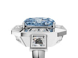 White gold Milgrain Fancy Blue Radiant Cut Diamond Halo Split Shank Ring_17