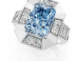 White gold Milgrain Fancy Blue Radiant Cut Diamond Halo Split Shank Ring_25