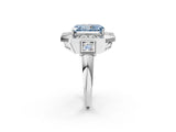 White gold Milgrain Fancy Blue Radiant Cut Diamond Halo Split Shank Ring_26
