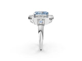 White gold Milgrain Fancy Blue Radiant Cut Diamond Halo Split Shank Ring_2