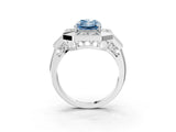 White gold Milgrain Fancy Blue Radiant Cut Diamond Halo Split Shank Ring_3