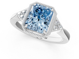 White gold Milgrain Fancy Blue Radiant  Cut Diamond Ring with Tapered Pave Band and Four Prong Setting_4
