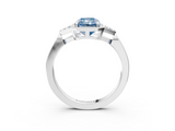 White gold Milgrain Fancy Blue Radiant  Cut Diamond Ring with Tapered Pave Band and Four Prong Setting_6