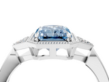 White gold Milgrain Fancy Blue Radiant  Cut Diamond Ring with Tapered Pave Band and Four Prong Setting_7