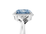 White gold Milgrain Fancy Blue Radiant  Cut Diamond Ring with Tapered Pave Band and Four Prong Setting_8