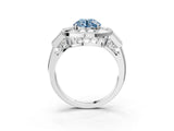 White gold Milgrain Fancy Blue Round Cut Diamond Halo Split Shank Ring_15