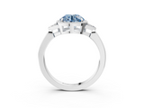 White gold Milgrain Fancy Blue Round  Cut Diamond Ring with Tapered Pave Band and Four Prong Setting_6