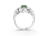 White gold Milgrain Fancy Green Cushion Cut Diamond Halo Split Shank Ring_3