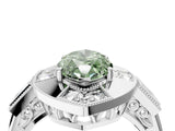 White gold Milgrain Fancy Green Marquise Cut Diamond Halo Split Shank Ring_4