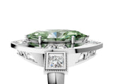 White gold Milgrain Fancy Green Marquise Cut Diamond Halo Split Shank Ring_5