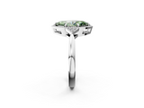 White gold Milgrain Fancy Green Marquise  Cut Diamond Ring with Tapered Pave Band and Four Prong Setting_5