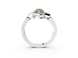 White gold Milgrain Fancy Green Marquise  Cut Diamond Ring with Tapered Pave Band and Four Prong Setting_6