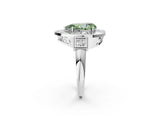 White gold Milgrain Fancy Green Pear Cut Diamond Halo Split Shank Ring_14