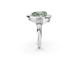 White gold Milgrain Fancy Green Pear Cut Diamond Halo Split Shank Ring_2