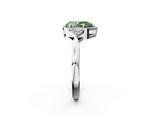 White gold Milgrain Fancy Green Pear  Cut Diamond Ring with Tapered Pave Band and Four Prong Setting_5