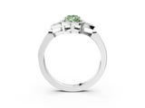 White gold Milgrain Fancy Green Pear  Cut Diamond Ring with Tapered Pave Band and Four Prong Setting_6