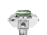 White gold Milgrain Fancy Green Princess Cut Diamond Halo Split Shank Ring_5