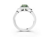 White gold Milgrain Fancy Green Princess  Cut Diamond Ring with Tapered Pave Band and Four Prong Setting_3