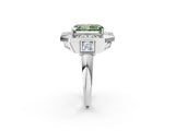 White gold Milgrain Fancy Green Radiant Cut Diamond Halo Split Shank Ring_14