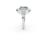 White gold Milgrain Fancy Green Radiant Cut Diamond Halo Split Shank Ring_26
