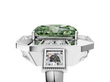 White gold Milgrain Fancy Green Radiant Cut Diamond Halo Split Shank Ring_29