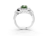 White gold Milgrain Fancy Green Radiant Cut Diamond Halo Split Shank Ring_3