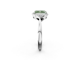 White gold Milgrain Fancy Green Radiant  Cut Diamond Ring with Tapered Pave Band and Four Prong Setting_56