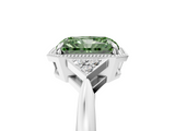 White gold Milgrain Fancy Green Radiant  Cut Diamond Ring with Tapered Pave Band and Four Prong Setting_59