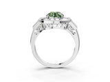 White gold Milgrain Fancy Green Round Cut Diamond Halo Split Shank Ring_15