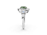 White gold Milgrain Fancy Green Round Cut Diamond Halo Split Shank Ring_2