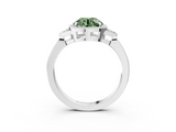 White gold Milgrain Fancy Green Round  Cut Diamond Ring with Tapered Pave Band and Four Prong Setting_6