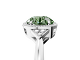 White gold Milgrain Fancy Green Round  Cut Diamond Ring with Tapered Pave Band and Four Prong Setting_8