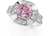 White gold Milgrain Fancy Pink Cushion Cut Diamond Halo Split Shank Ring_1