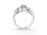 White gold Milgrain Fancy Pink Cushion Cut Diamond Halo Split Shank Ring_3