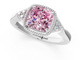 White gold Milgrain Fancy Pink Cushion  Cut Diamond Ring with Tapered Pave Band and Four Prong Setting_4