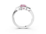 White gold Milgrain Fancy Pink Cushion  Cut Diamond Ring with Tapered Pave Band and Four Prong Setting_6