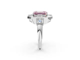 White gold Milgrain Fancy Pink Emerald Cut Diamond Halo Split Shank Ring_2