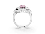 White gold Milgrain Fancy Pink Emerald Cut Diamond Halo Split Shank Ring_3