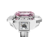 White gold Milgrain Fancy Pink Emerald Cut Diamond Halo Split Shank Ring_5