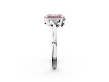 White gold Milgrain Fancy Pink Emerald  Cut Diamond Ring with Tapered Pave Band and Four Prong Setting_5
