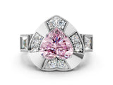 White gold Milgrain Fancy Pink Heart Cut Diamond Halo Split Shank Ring_12