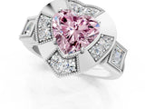 White gold Milgrain Fancy Pink Heart Cut Diamond Halo Split Shank Ring_13