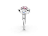 White gold Milgrain Fancy Pink Heart Cut Diamond Halo Split Shank Ring_14