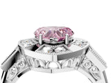 White gold Milgrain Fancy Pink Heart Cut Diamond Halo Split Shank Ring_16