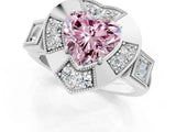 White gold Milgrain Fancy Pink Heart Cut Diamond Halo Split Shank Ring_1