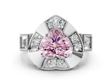 White gold Milgrain Fancy Pink Heart Cut Diamond Halo Split Shank Ring_24