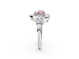 White gold Milgrain Fancy Pink Heart Cut Diamond Halo Split Shank Ring_26