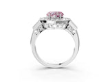 White gold Milgrain Fancy Pink Heart Cut Diamond Halo Split Shank Ring_27
